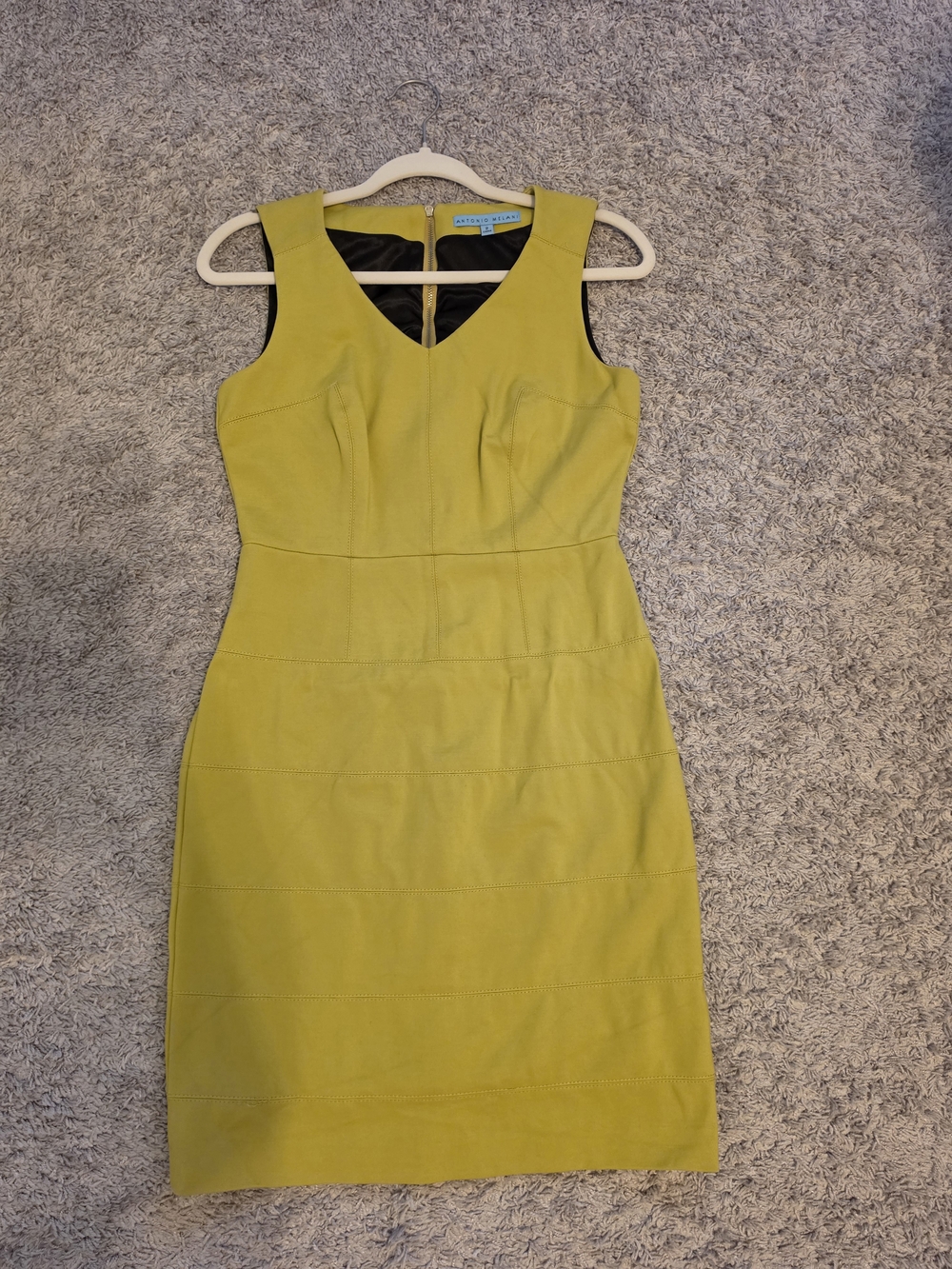 Antonio Melani Sleeveless V-Neck Sheath Dress in Chartreuse
